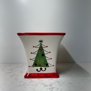 Festive Retro Vintage Vibe Christmas Tree Holiday Floral Container Vase FTD